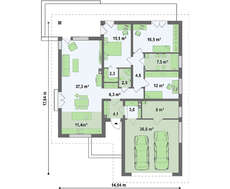 Проект одноэтажного дома с гаражом на две машины