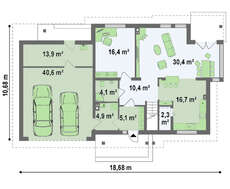 Проект двухэтажного коттеджа с гаражом на два авто