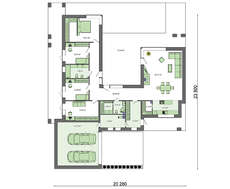 Проект современного дома с плоской крышей общей площадью 263 кв.м.