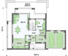 Проект красивого загородного коттеджа общей площадью 216 кв.м.