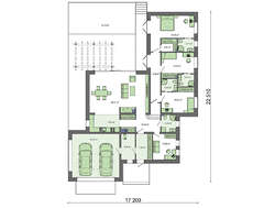 Проект стильного одноэтажного дома с плоской крышей площадью 232 кв.м.