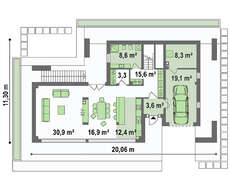 Проект небольшого современного двухэтажного дома площадью 182 кв.м.