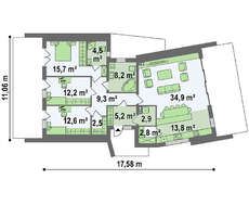 Проект стильного одноэтажного дома с плоской крышей площадью 130 кв.м.