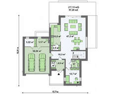Проект двухэтажного дома с плоской крышей общей площадью 270 кв.м.