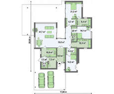 Проект современного 1 этажного дома площадью 190 кв.м