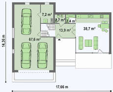 Проект двухэтажного загородного коттеджа площадью 221 кв.м.