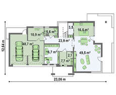 Проект коттеджа с гаражом на два автомобиля