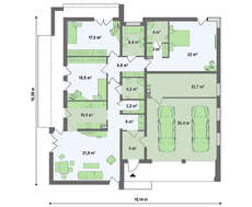 Проект изящного одноэтажного дома с плоской крышей площадью 190 кв.м