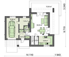 Современный проект двухэтажного коттеджа с гаражом