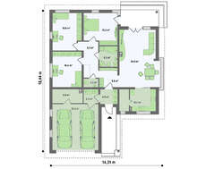 Проект одноэтажного коттеджа с гаражом для двух автомобилей