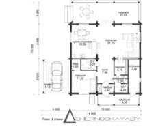 Приятный особняк из деревянного бруса под двускатной крышей