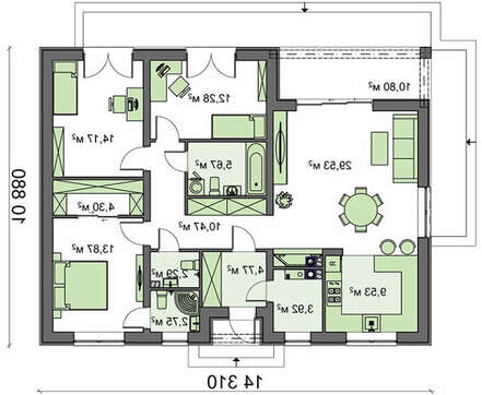 Проект компактного жилого дома на 124 кв. м для проживания небольшой семьи