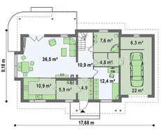 Проект большого дома с мансардой и гаражом