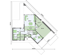 Проект современного особняка в стиле постмодернизма общей площадью 243 кв. м, жилой площадью 189 кв. м