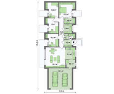 Планировка коттеджа площадью 170 кв. м в стиле барнхаус с четырьмя спальнями