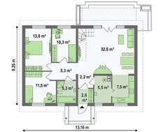 План большого дома площадью 191 кв. м с интересным экстерьером