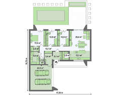 Планировка современного коттеджа площадью 170 кв. м с тремя спальнями и санузлами