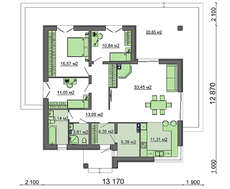 План компактного модного коттеджа на 103 кв. м для молодой семьи