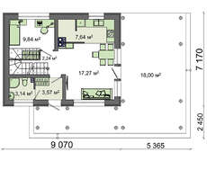 Планировка компактного дома на 104 кв. м с мансардным этажом на три спальни