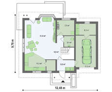 Проект стильного дома с мансардой и гаражом