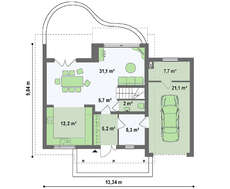 Проект двухэтажного дома площадью 151 кв. м с большой террасой