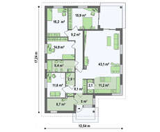 Чертеж симпатичного дома на 155 кв. м с рациональным разделением пространства