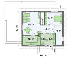 Проект светлого дома с мансардой общей площадью 151 кв.м.