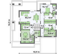 Чертеж современного особняка площадью 234 кв. м в стиле минимализма