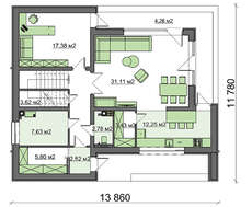 План симпатичного двухэтажного коттеджа на 183 кв. м в стиле минимализма