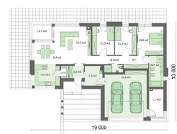 Современный одноэтажный особняк с гаражом на два авто