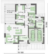 Одноэтажный стильный коттедж с просторной гостиной