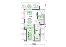 двухэтажный стильный дом с двумя балконами