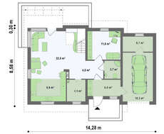 Проект коттеджа с мансардой, кабинетом и террасой над гаражом