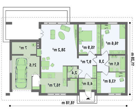 Проект элегантного коттеджа с тремя спальнями