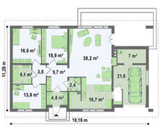 Проект элегантного коттеджа с тремя спальнями