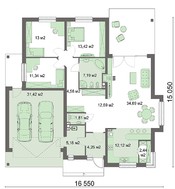 Схема привлекательного жилого дома с гаражом для двух авто