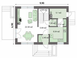 Проекты домов и коттеджей 6 на 8 (6х8) - цены, планировки, чертежи, фото