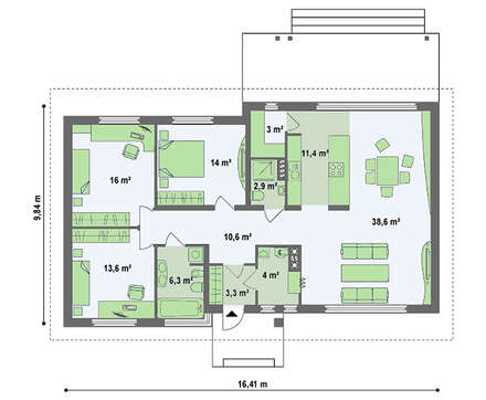 Проект одноэтажного коттеджа с чердаком