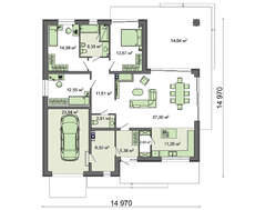 Привлекательный одноэтажный загородный дом с гаражом