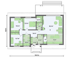 Проект одноэтажного классического коттеджа