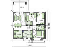 Одноэтажный загородный дом с тремя спальнями