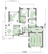 Одноэтажный дом с огромными окнами в гостиной