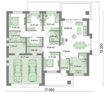 Одноэтажный дом с открытой просторной террасой