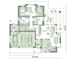 Красивый одноэтажный дом с гаражом на три авто