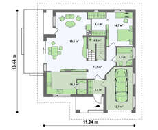 Проект коттеджа с боковой террасой