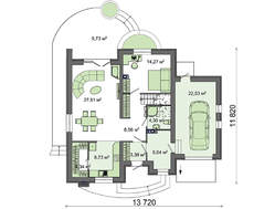 Великолепный дом с полукруглыми балконами