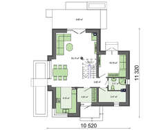 Проект двухэтажного дома с кухней-студией и кабинетом