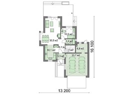 Жилой двухэтажный дом оригинальной планировки