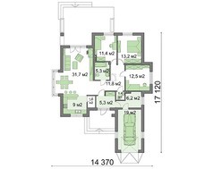 Проект одноэтажного дома с гаражом