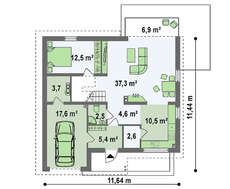 Проект дома с мансардой, дополнительной спальней, застекленной террасой